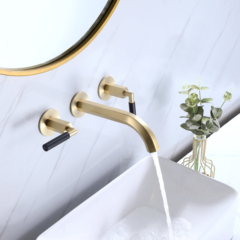 Modern Space Wall Mounted Bathroom Sink Faucet, Solid Brass Wayfair